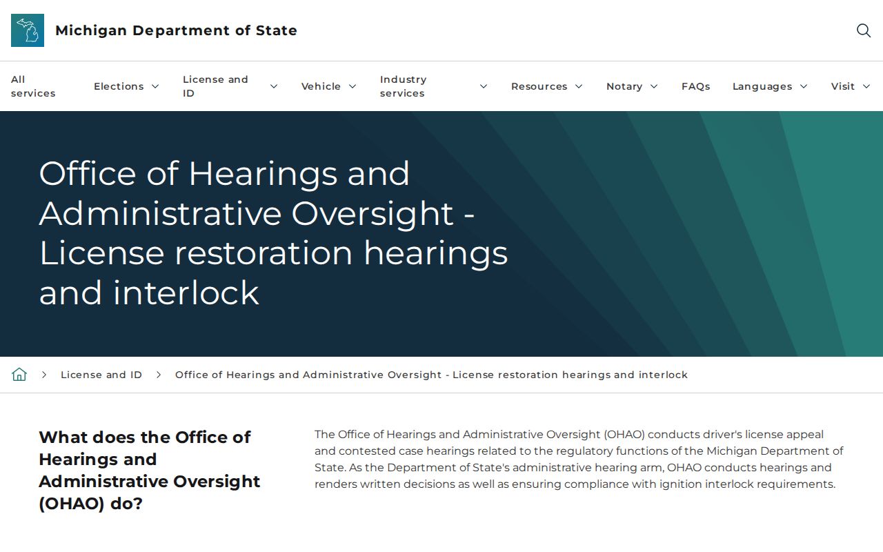 Michigan Secretary of State license restoration page covering Baraga County traffic warrant consequences