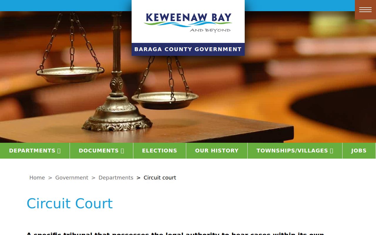 12th Circuit Court page for the Baraga County court that handles felony warrant cases after bindover